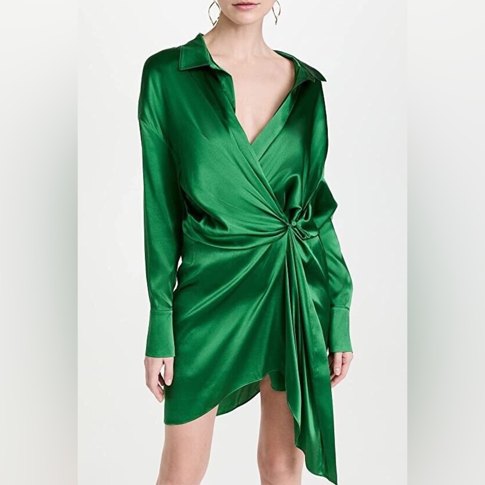 New SER.O.YA “Demi” Long Sleeve Silk Blend Shirt Dress in Amazon Sz Small
